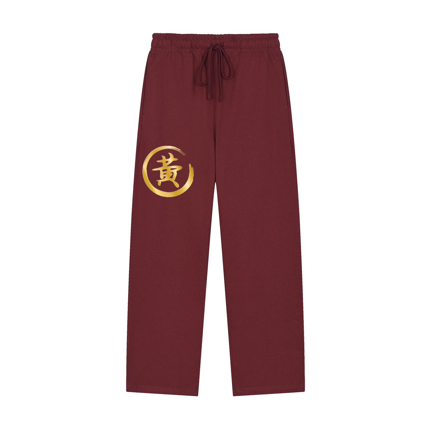 Solid Color Straight-Leg Sweatpants - Huang, Gold