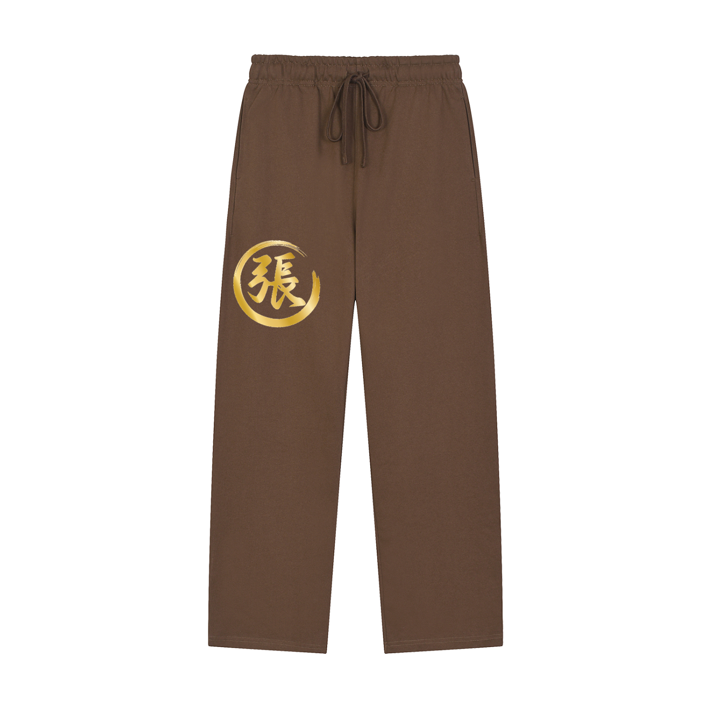 Solid Color Straight-Leg Sweatpants - Zhang, Gold